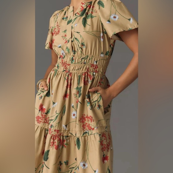 Anthropologie Dresses & Skirts - Anthropologie Tan Floral Maxi Dress